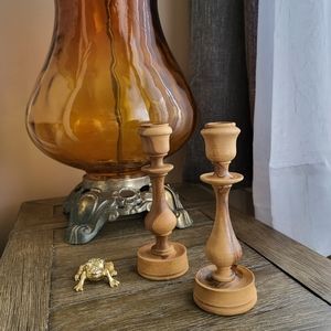 Genuine Olive Wood Candlesticks